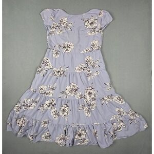 Free People Midi Dress XS Rita‎ Periwinkle Blue Purple Tiered Plunge Open Back